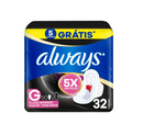 Absorvente Always Noturno Tamanho G Cobertura Seca Com Abas 32 Unidades